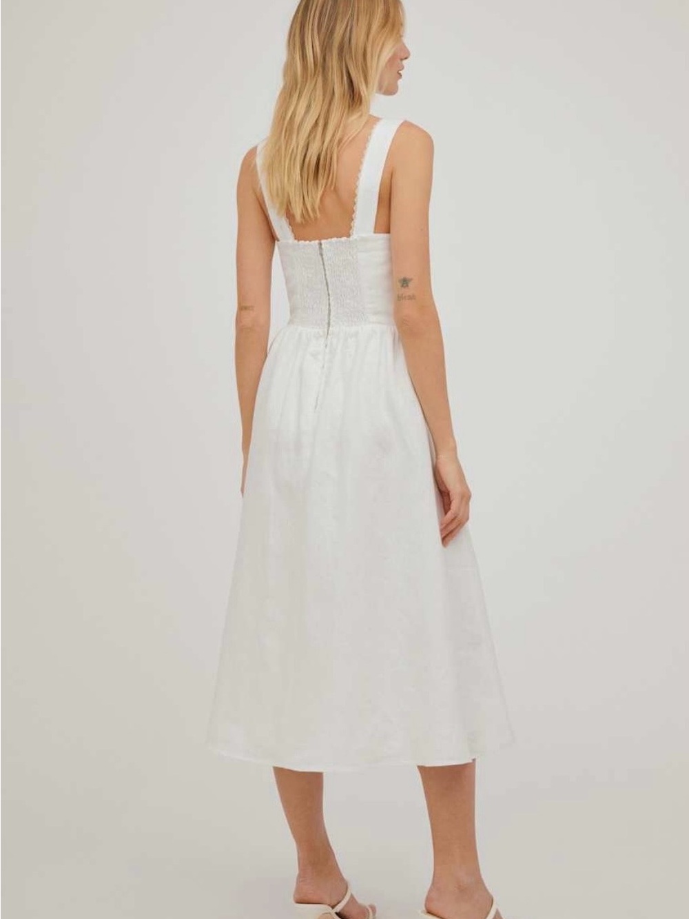 Reformation Tagliatelle White Off-the-Shoulder Linen Midi Dress - Picture 6 of 11